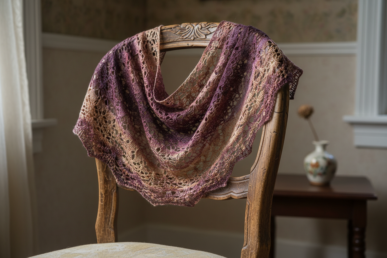 Knitsilk 3 Ply 100% Mulberry Silk Lace Weight Yarn –Purple and Peach (50g / 260 Yards)