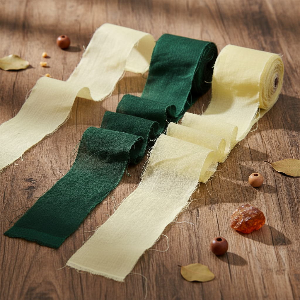 Knitsilk Luxurious Dupioni Satin Ribbon (1.5 "x 7yds x 3count), Green & Brown Ribbon Set for Gift Wrapping, Decorating Bouquet Wrap and Crafts