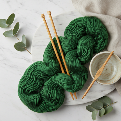 Knitsilk Premium Recycled Sari Silk Yarn – Green Color (100 Grams)