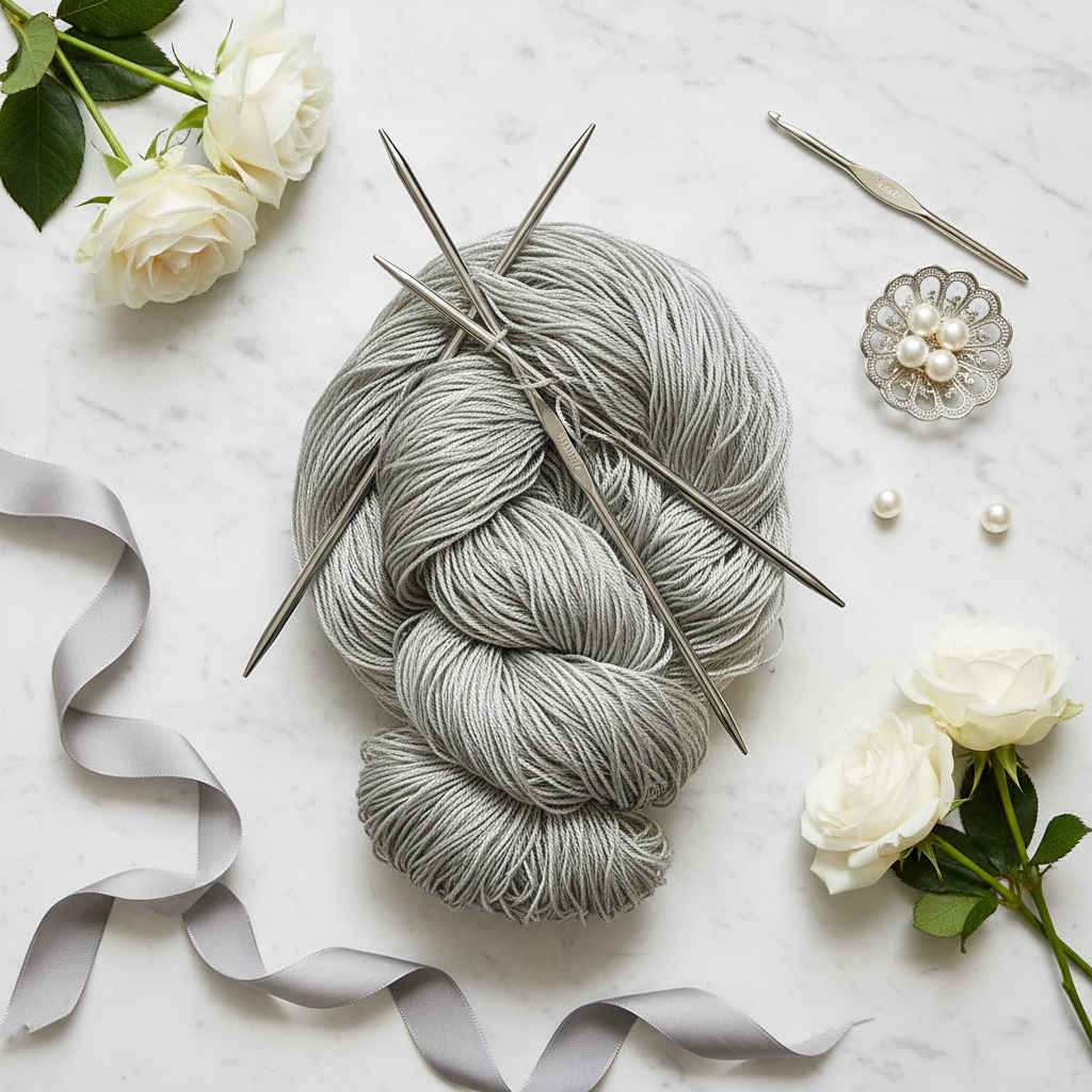 Knitsilk 3 Ply 100% Mulberry Silk Lace Weight Yarn – Grey (50g / 260 Yards)
