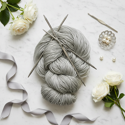 Knitsilk 3 Ply 100% Mulberry Silk Lace Weight Yarn – Grey (50g / 260 Yards)