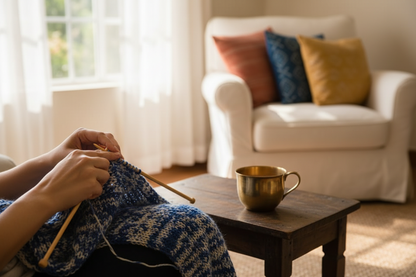 Knitsilk Recycled Shibori Sari Silk Ribbon Yarn-Royal blue| Best for Crochet, Knitting, and Embroidery |50 GMS-30 Yards