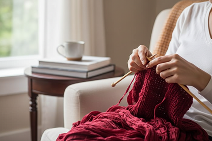 Knitsilk Super Bulky Hand Dyed Soft Sari Silk & Chiffon Ribbon Yarn, Maroon