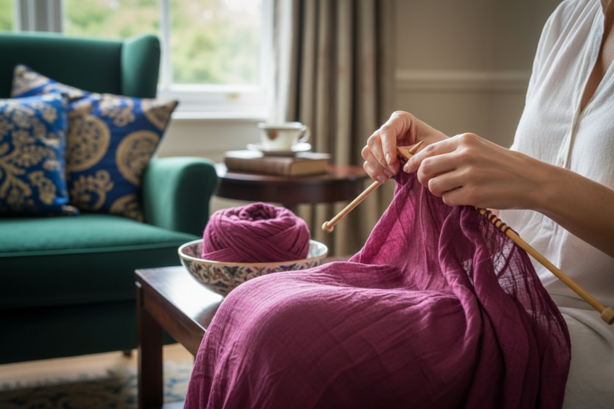 Knitsilk Super Bulky HandDyed Soft Sari Silk & Chiffon Ribbon Yarn, Dark brown