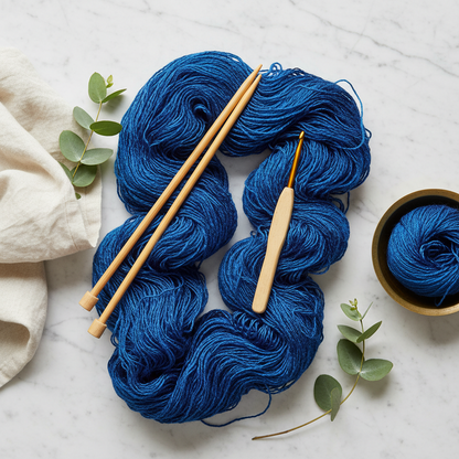 Knitsilk Premium Recycled Sari Silk Yarn – Royal blue Color (100 Grams)