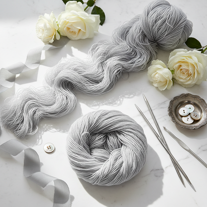 Knitsilk 3 Ply 100% Mulberry Silk Lace Weight Yarn – Silver surfer (50g / 260 Yards)