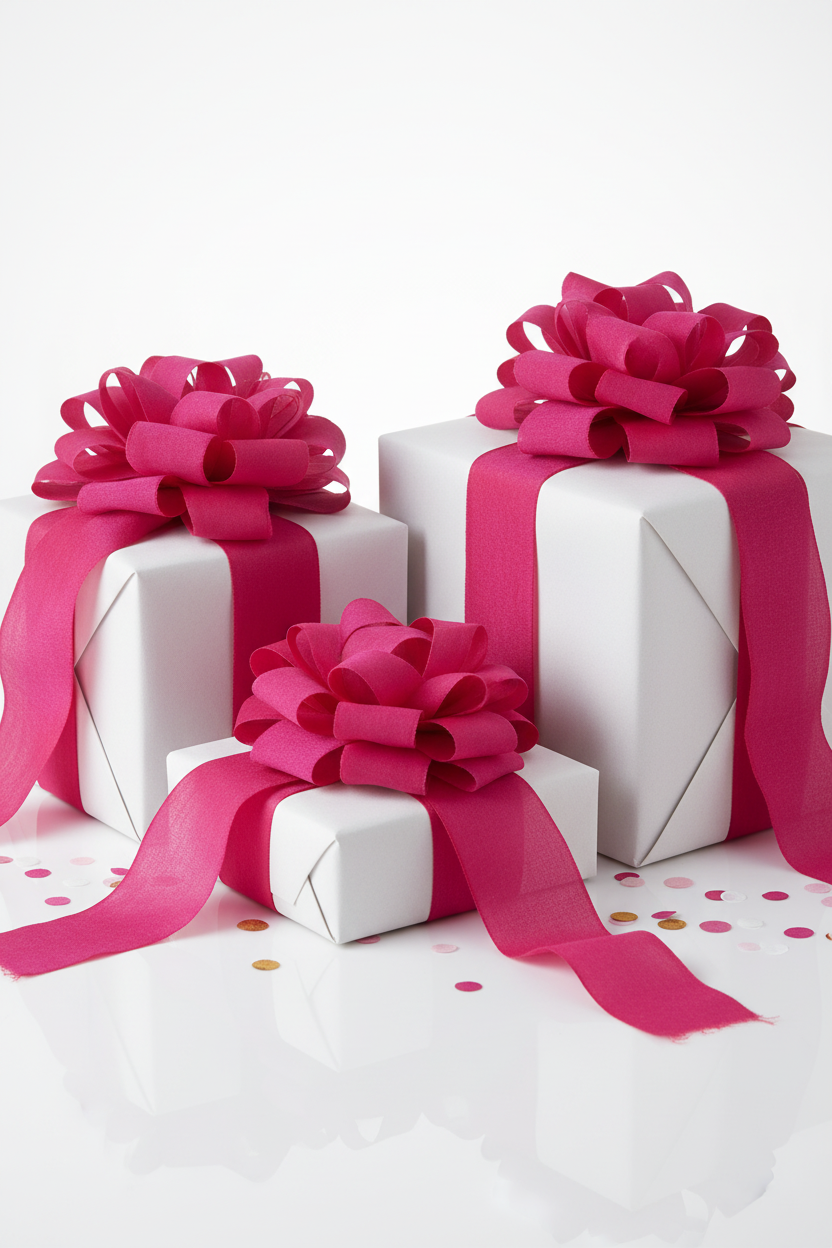 Knitsilk Luxurious Dupioni Satin Ribbon (1.5 "x 7yds x 3count), Pink Ribbon Set for Gift Wrapping, Decorating Bouquet Wrap and Crafts