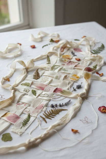 Knitsilk Recycled Mulberry Sari Silk Ribbon Yarn | 10 x 1-Yard Pieces | Natural Undyed Dyeable Frayed Strips for Knitting, Mixed Media, & DIY Crafts