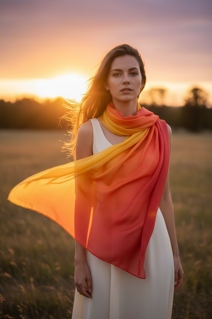 Knitsilk 3 Ply 100% Mulberry Silk Lace Weight Yarn –Red and Yellow(50g / 260 Yards)