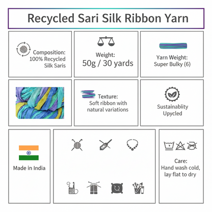 Knitsilk Recycled Sari Silk Ribbon Yarn — Super Bulky Tye and Dye(50g / 30 yd)