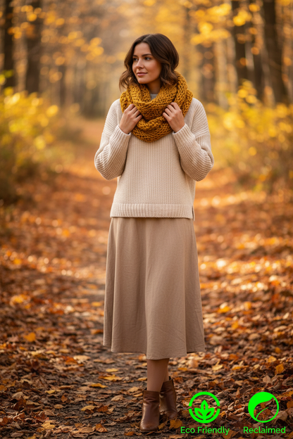 Knitsilk Recycled Sari Silk Yarn – Mustard | 85 Yards | 100g | Eco-Friendly Handspun Fiber for Knitting, Crochet & Weaving