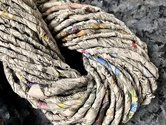 KNITSILK Recycled Newspaper Yarn, Multicolored, Chunky, Hand Twisted, 100g hank, Over 80 yards