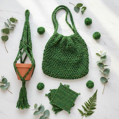 Knitsilk Recycled Sari Silk Yarn – Ocean of Green Colour | 85 Yards | 100g | Eco-Friendly Handspun Fiber for Knitting, Crochet & Weaving