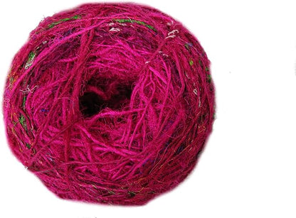 Knitsilk Premium Recycled Sari Silk Yarn – Pink Color (100 Grams)