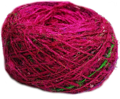 Knitsilk Premium Recycled Sari Silk Yarn – Pink Color (100 Grams)