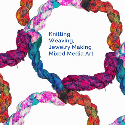 Knitsilk Assorted Sari Silk Ribbon Yarn Pack of 3 | Recycled Silk Ribbons for Knitting, Crochet, and Jewelry Making | Soft and Sustainable ( 25 yards,100 gm)