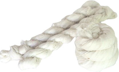 Knitsilk Poly Cotton Ribbon Yarn – Natural White, 22 Yards (45 g) – Lightweight Craft Yarn for Knitting, Crochet & Crafts