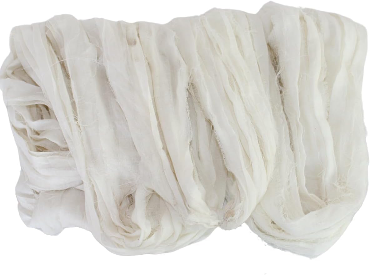 Knitsilk Poly Cotton Ribbon Yarn – Natural White, 22 Yards (45 g) – Lightweight Craft Yarn for Knitting, Crochet & Crafts