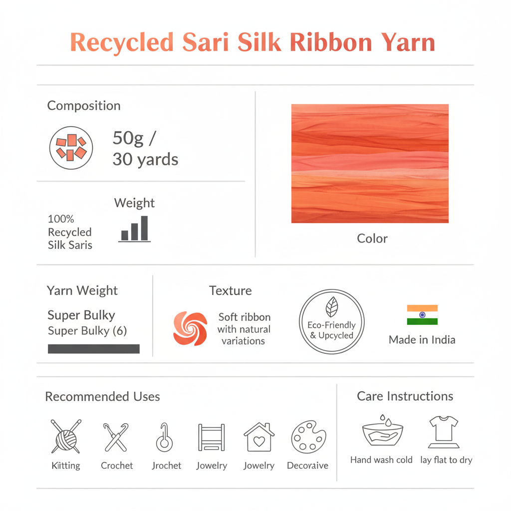Knitsilk Recycled Sari Silk Ribbon Yarn — Super Bulky Orange (50g / 30 yd)