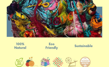 Knitsilk Premium Multicolor Sari Silk Fibers | 500 Grams | Perfect for Knitting, Crocheting, Weaving and Felting and Felting