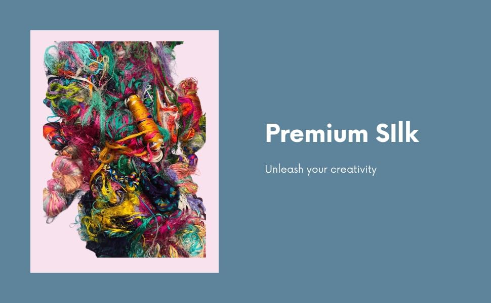 Knitsilk Premium Multicolor Sari Silk Fibers | 500 Grams | Perfect for Knitting, Crocheting, Weaving and Felting and Felting