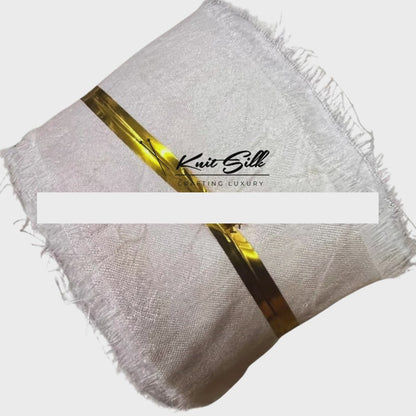 Knitsilk Recycled Mulberry Sari Silk Ribbon Yarn | 10 x 1-Yard Pieces | Natural Undyed Dyeable Frayed Strips for Knitting, Mixed Media, & DIY Crafts