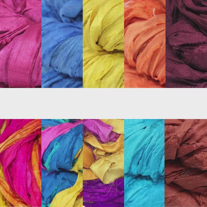 Knitsilk Super Bulky Hand?Dyed Soft Sari Silk & Chiffon Ribbon Yarn, Blue and Purple