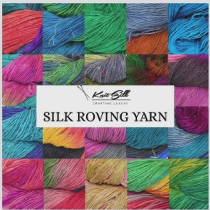 Knitsilk Silk Roving Worsted Yarn 100% Recycled & Hand-Dyed |100 gm,225 Yards | Milan