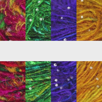 Knitsilk Recycled Sari Silk Beads Yarn – 2 x 100g | 80+ Yards | Eco-Friendly Handcrafted Material for Knitting, Crochet & Weaving | Pack of 2