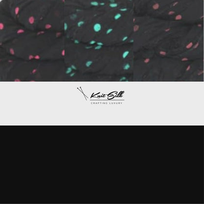 Knitsilk 3-Pack Black Polka Dot Mulberry Silk Chiffon Ribbons – 25+ Yards Each