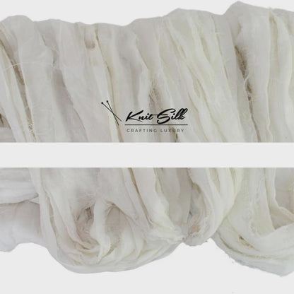 Knitsilk Poly Cotton Ribbon Yarn – Natural White, 22 Yards (45 g) – Lightweight Craft Yarn for Knitting, Crochet & Crafts