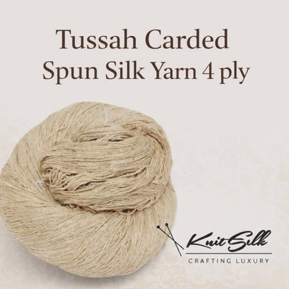 Knitsilk Tussah Carded Spun Silk Yarn 4 ply (4/30 Nm,100 Gm), Carded Yarn, 900+Yards, Matt Finish
