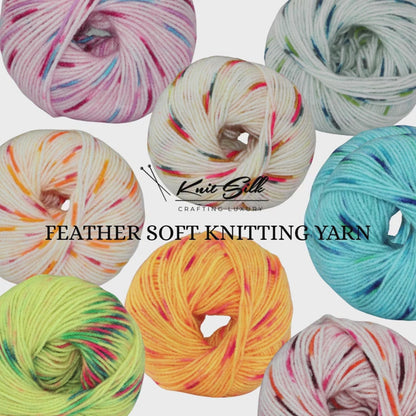 Knitsilk Feather Soft Knitting Yarn – 100% Acrylic | 4-Ply, 6 x 25g Each (Total 150g) |Pack of 6