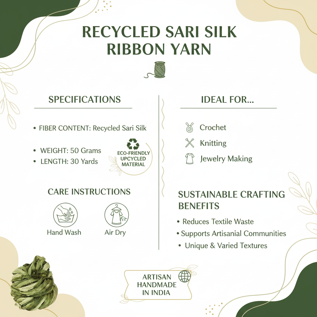 Knitsilk Recycled Sari Silk Ribbon |Best for Crochet, Knitting and Jewelry Making |50 GMS-30Yards-Olive Ombre