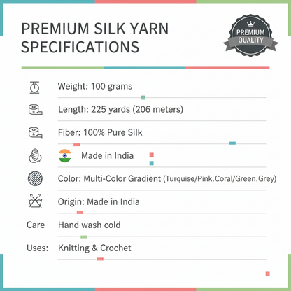 Knitsilk Silk Roving Worsted Yarn 100% Recycled & Hand-Dyed |100 gm,225 Yards | Copenhagen