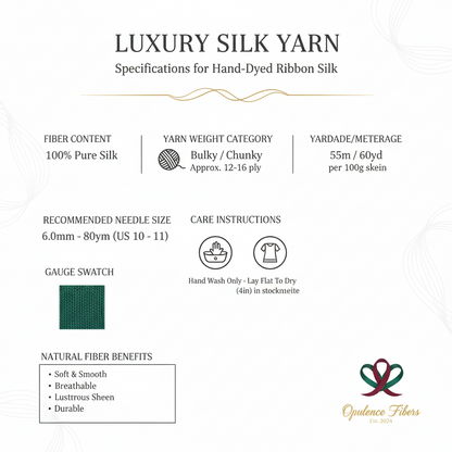 Knitsilk Super Bulky Hand Dyed Soft Sari Silk & Chiffon Ribbon Yarn, Brown and Green