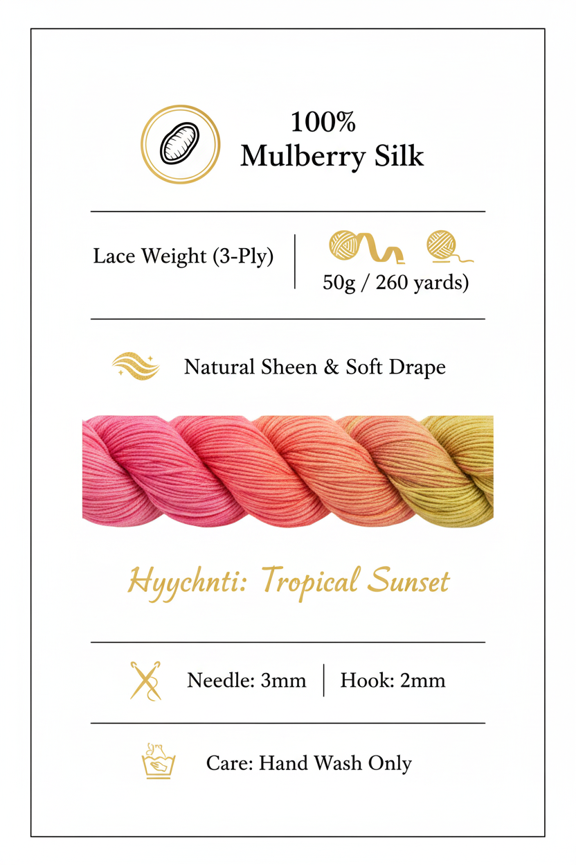 Knitsilk 3 Ply 100% Mulberry Silk Lace Weight Yarn –Hyacinth(50g / 260 Yards)