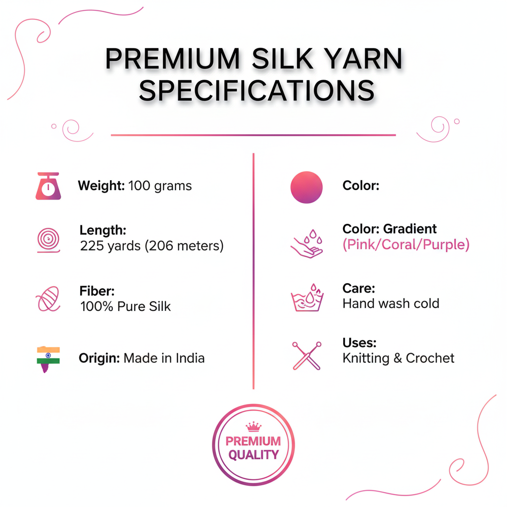 Knitsilk Silk Roving Worsted Yarn 100% Recycled & Hand-Dyed |100 gm,225 Yards | Lisbon