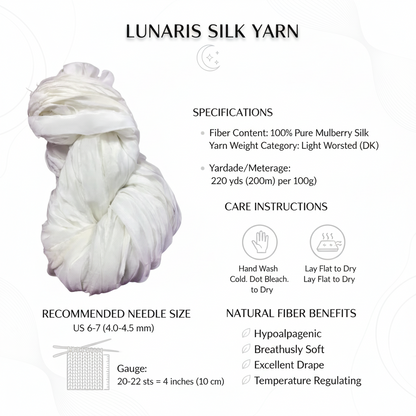Knitsilk Super Bulky Hand?Dyed Soft Sari Silk & Chiffon Ribbon Yarn, White