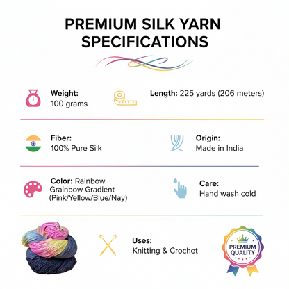 Knitsilk Silk Roving Worsted Yarn 100% Recycled & Hand-Dyed |100 gm,225 Yards | Nairobi