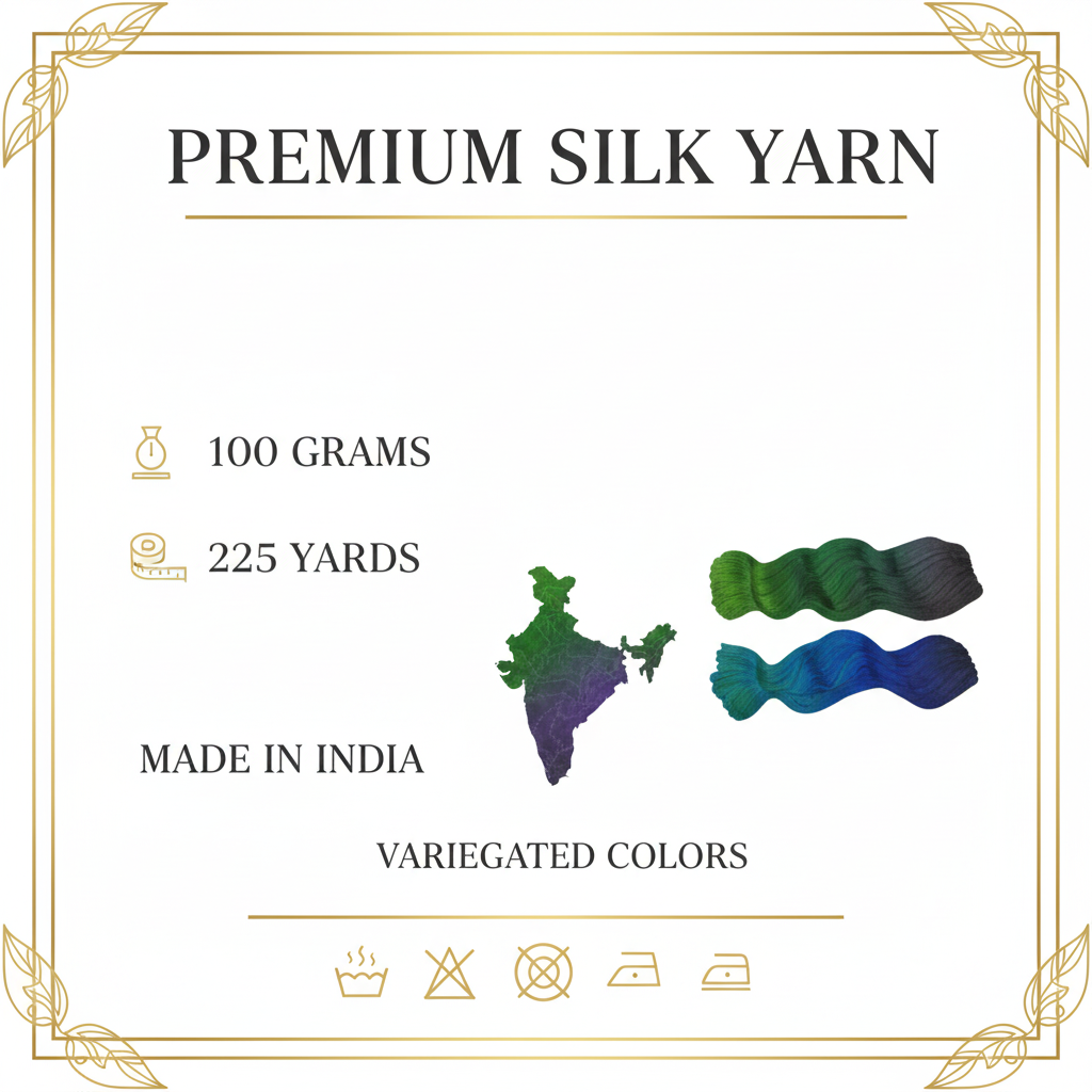 Knitsilk Silk Roving Worsted Yarn 100% Recycled & Hand-Dyed |100 gm,225 Yards | Helsinki