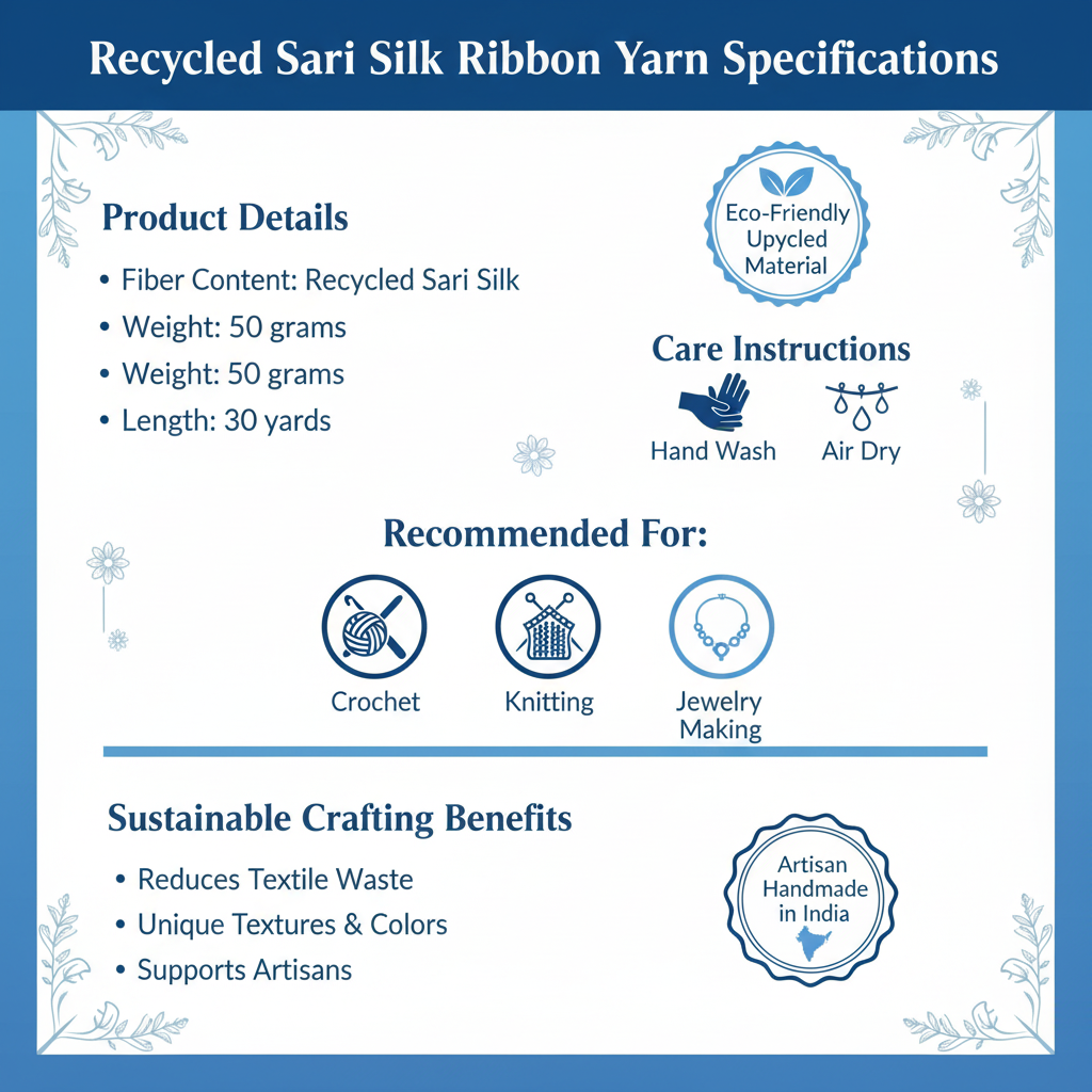 Knitsilk Recycled Sari Silk Ribbon |Best for Crochet, Knitting and Jewelry Making |50 GMS-30Yards-Blue Ombre