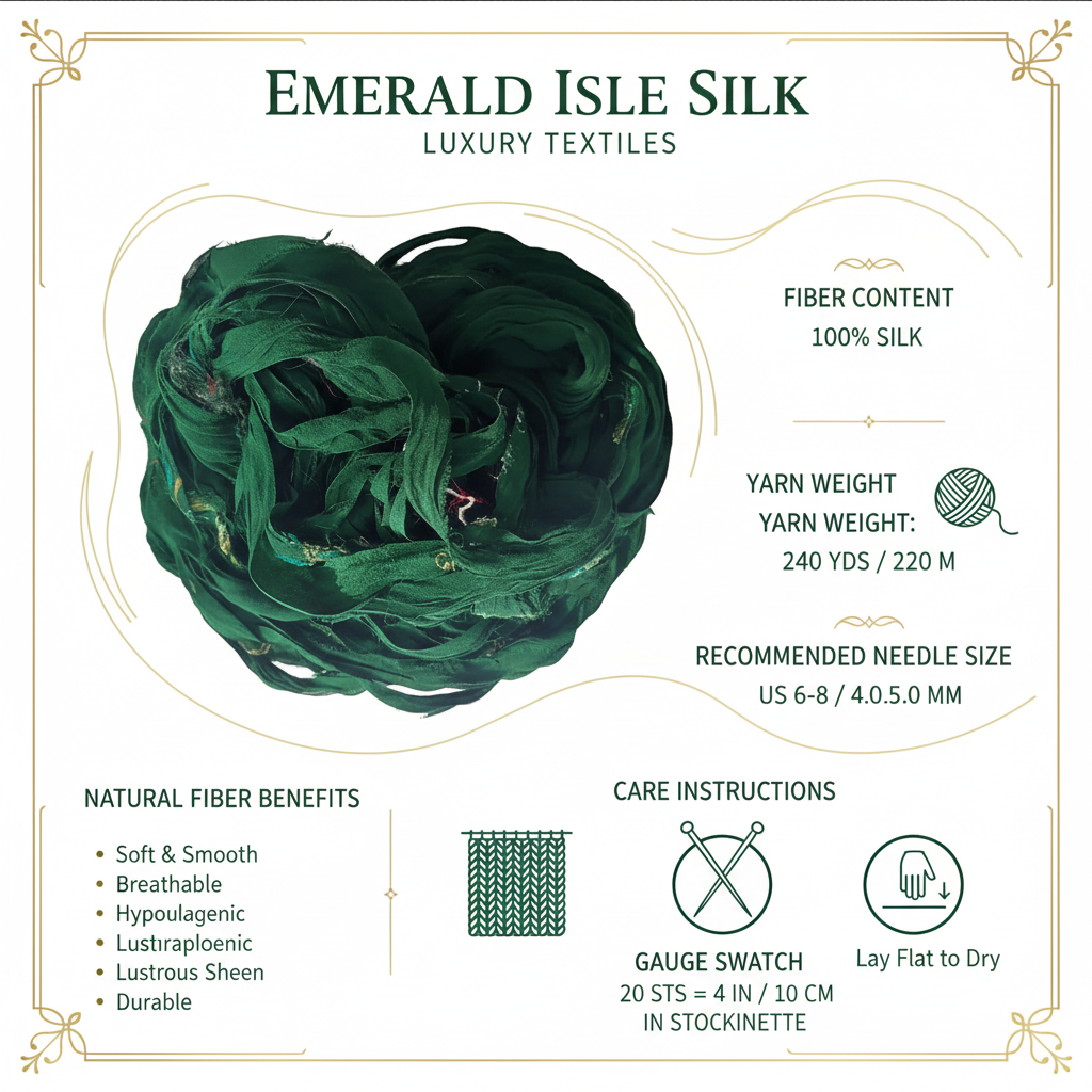 Knitsilk Super Bulky Hand Dyed Soft Sari Silk & Chiffon Ribbon Yarn, Green