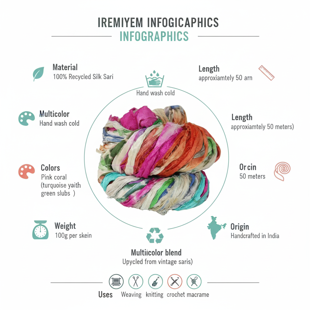 Knitsilk Recycled Shibori Sari Silk Ribbon Yarn-Multicolor| Best for Crochet, Knitting, and Embroidery |50 GMS-30 Yards