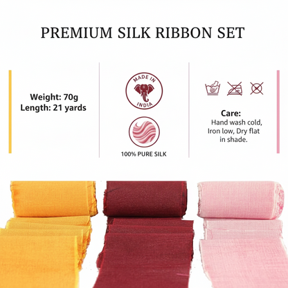 Knitsilk Luxurious Dupioni Satin Ribbon (1.5 "x 7yds x 3count), Red and Yellow  Ribbon Set for Gift Wrapping, Decorating Bouquet Wrap and Crafts