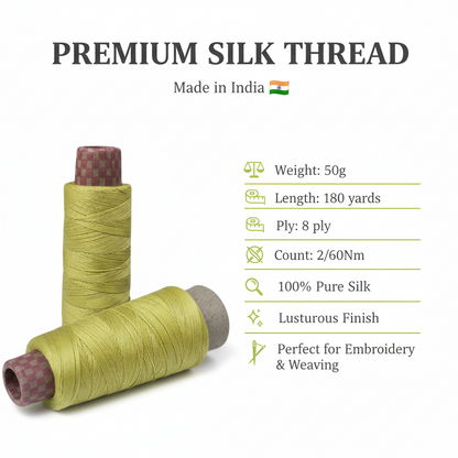 Knitsilk DK Silk Cotton Yarn | 2/60NM x 8 Ply | 1 x 180 Yards |Lime yellow