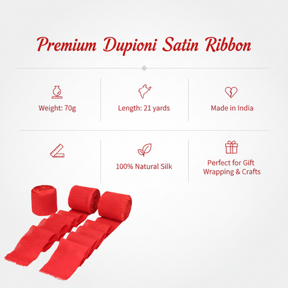 Knitsilk Luxurious Dupioni Satin Ribbon (1.5 "x 7yds x 3count), Dark Red Ribbon Set for Gift Wrapping, Decorating Bouquet Wrap and Crafts