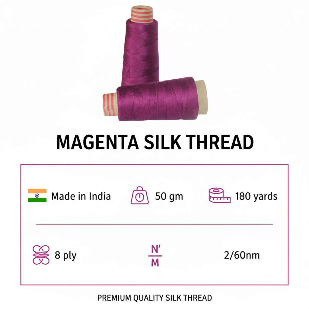 Knitsilk DK Silk Cotton Yarn | 2/60NM x 8 Ply |1 x  180 Yards |Magenta