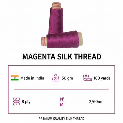Knitsilk DK Silk Cotton Yarn | 2/60NM x 8 Ply |1 x  180 Yards |Magenta