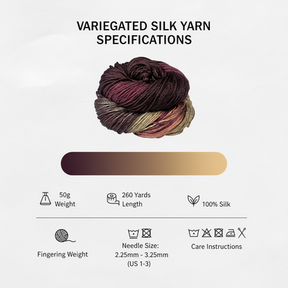 Knitsilk 3 Ply 100% Mulberry Silk Lace Weight Yarn –Purple and Peach (50g / 260 Yards)